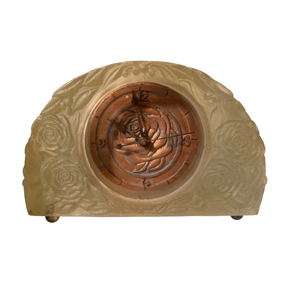 Copper & Resin Art Mantel Clock by BL Hollander One of a kind Handmade
